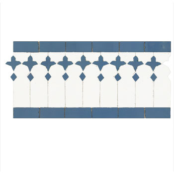 Mosaic House Moroccan tile Zanar 26-2 Polar White Light Blue  zellige, mosaic, zellij, border, glaze, traditional, classic 